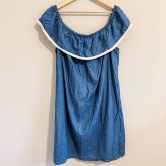 Lane Bryant Off Shoulder Summer Dress Chambray Sleeveless Size 18/20 Cotton - Picture 1 of 5